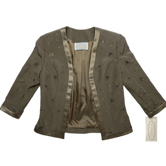 ALFRED ANGELO 2Pc Green Brown Beaded Jacket & Dress Sz 8 Formal MOB NEW - Picture 3 of 12